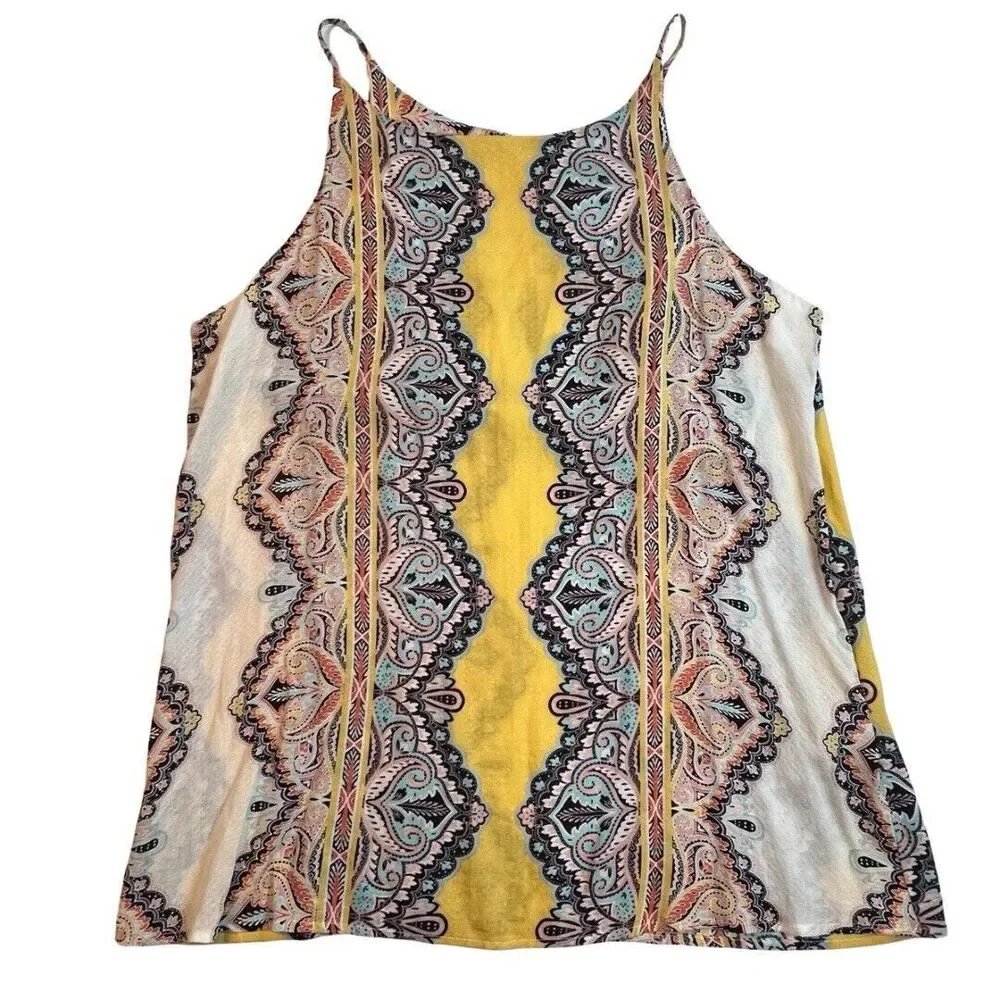 Verse Blouse Womens Medium Alecto Halter Top Colorful Yellow Paisley Hippy Shirt - Picture 5 of 9